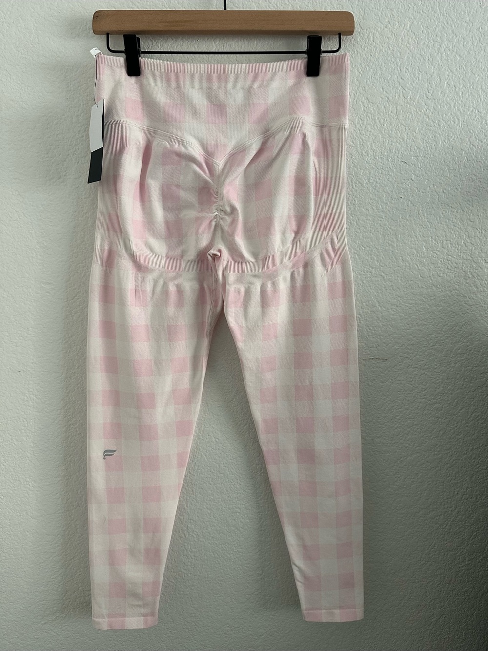 Fabletics Pink and White Gingham Leggings